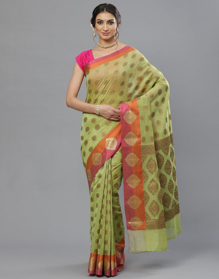 Beige Woven Cotton Saree