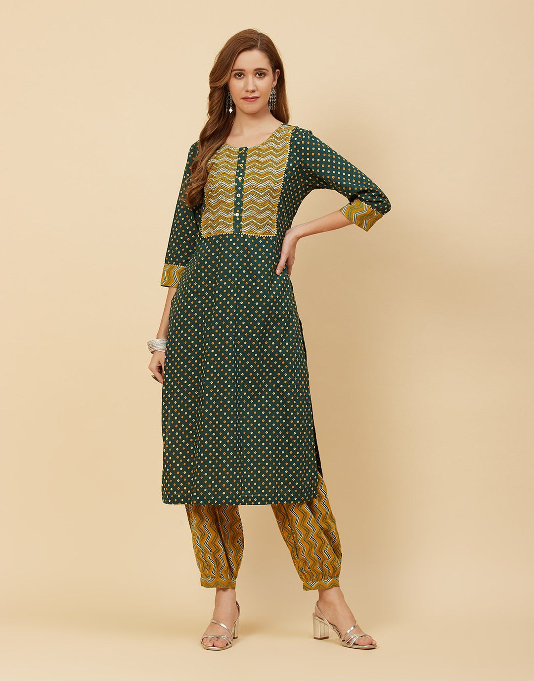 Printed Cotton Kurti With Salwar