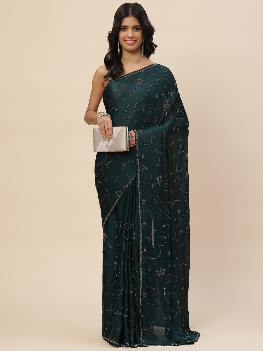 Stone Jaal Embroidered Georgette Saree
