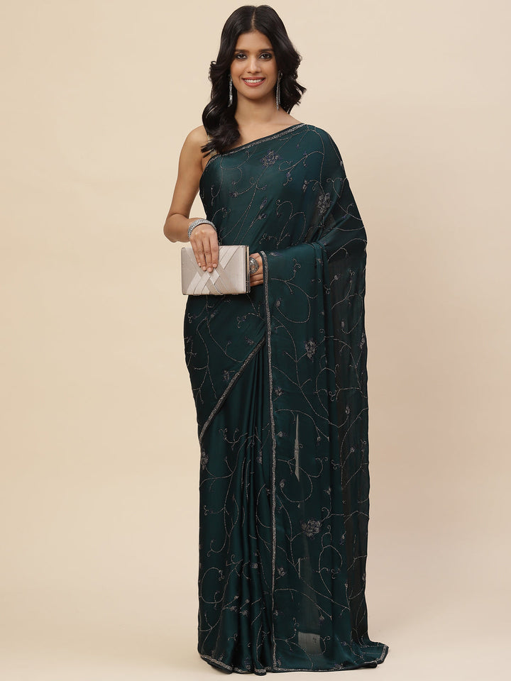 Stone Jaal Embroidered Georgette Saree