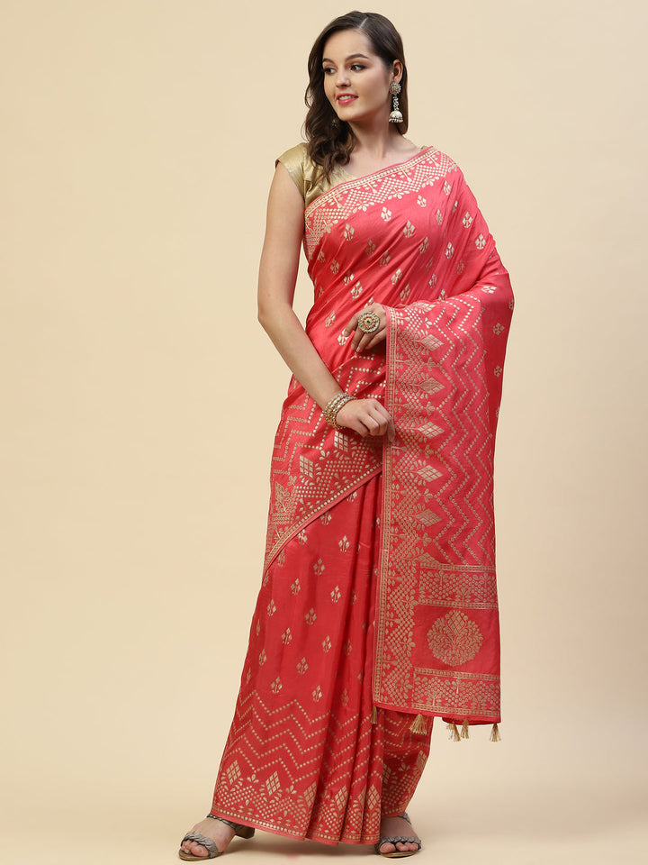 Zari Border Booti Handloom Woven Saree