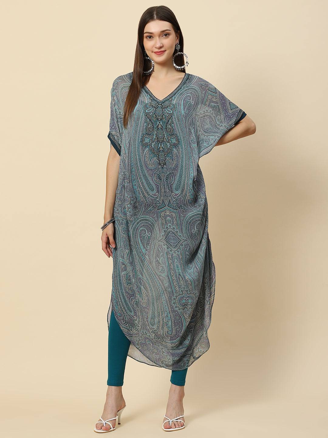 Digital Printed Georgette Kaftan Kurta