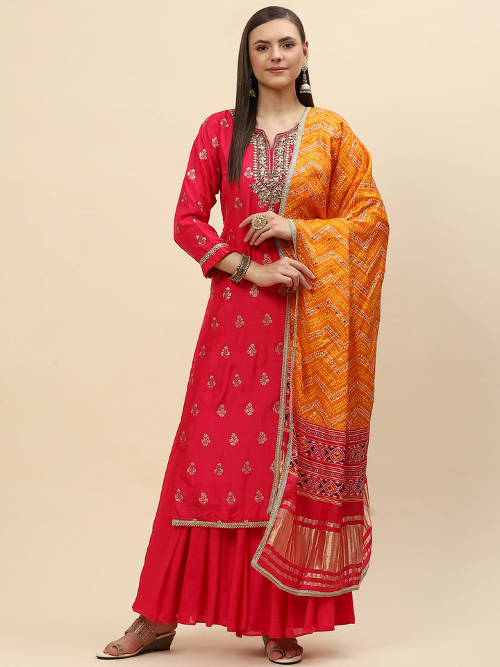 Zari Booti Handloom Kurta With Garara &amp; Dupatta
