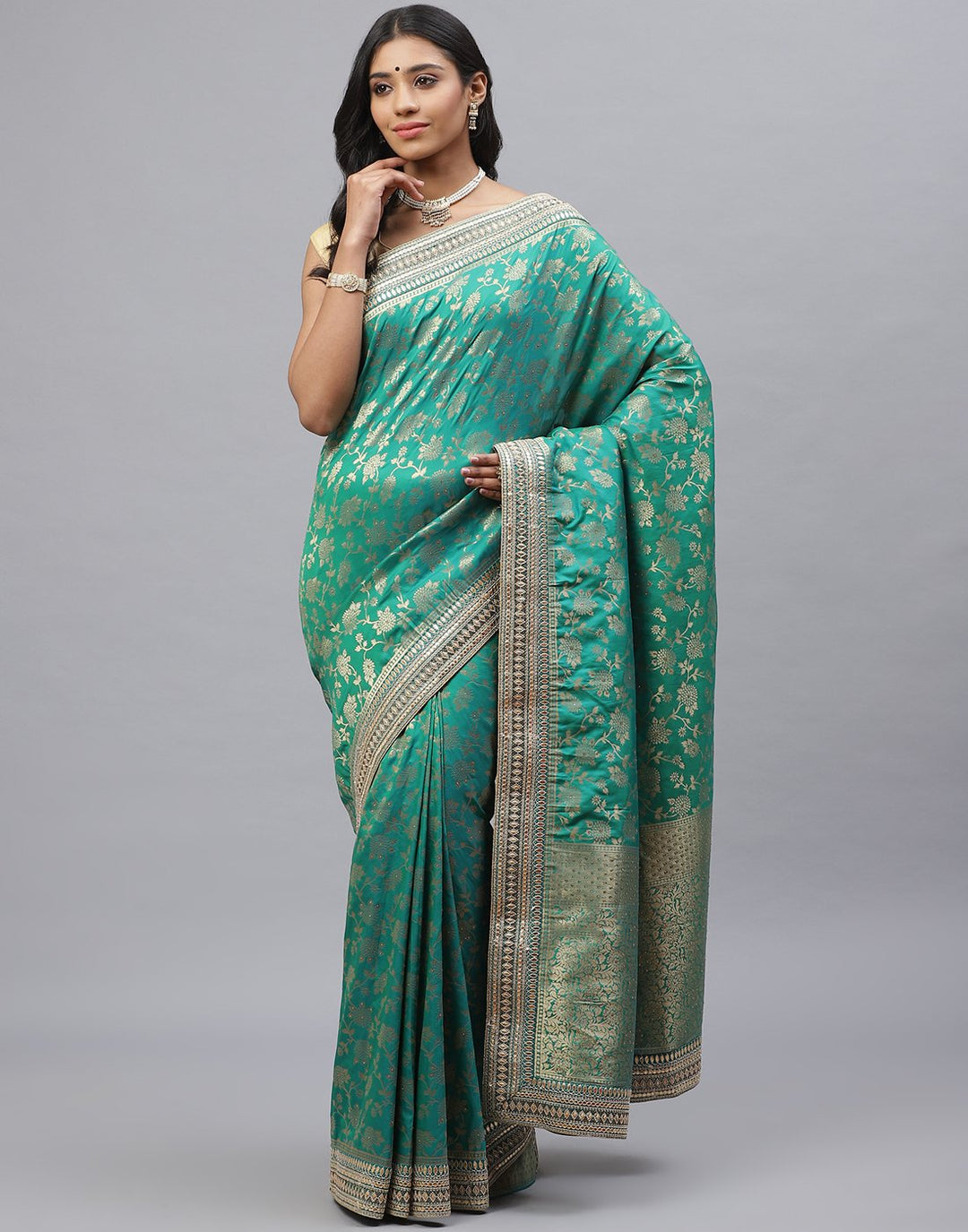 Banarasi Woven Embroidery Silk Saree
