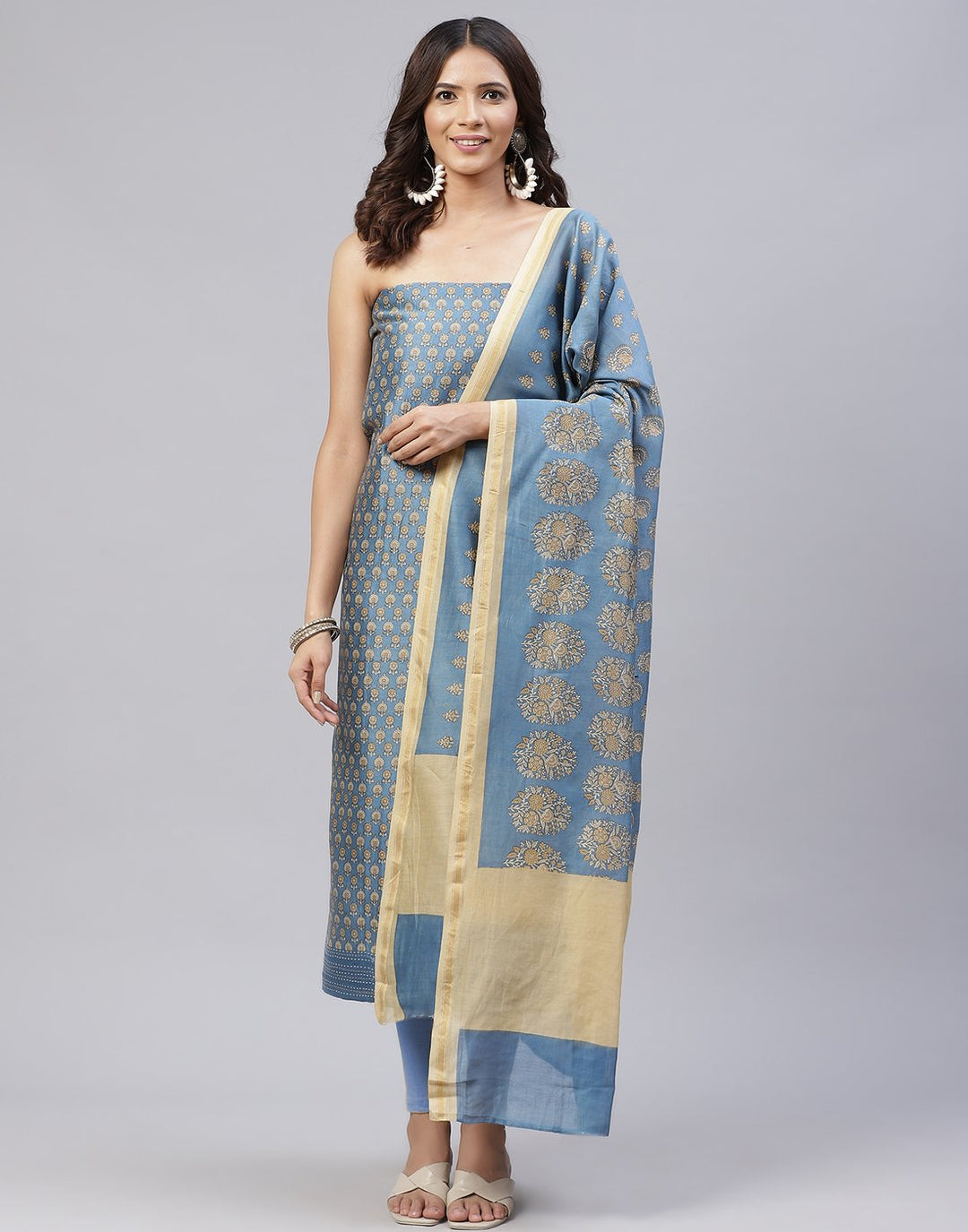 Fine Chanderi Printed Suit Piece
