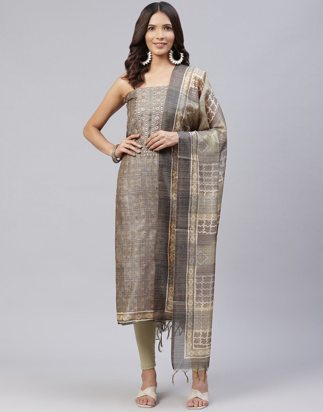 Chanderi Embroidered Suit Piece