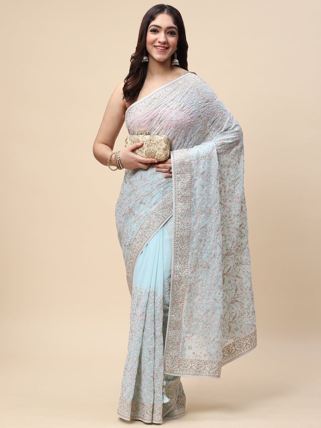 Resham Jaal Embroidered Georgette Saree