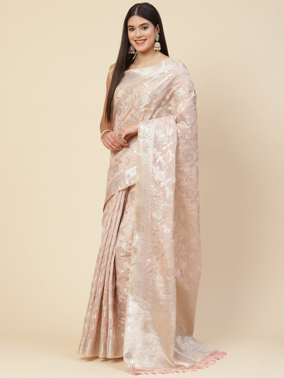 Zari Jaal Organza Woven Saree