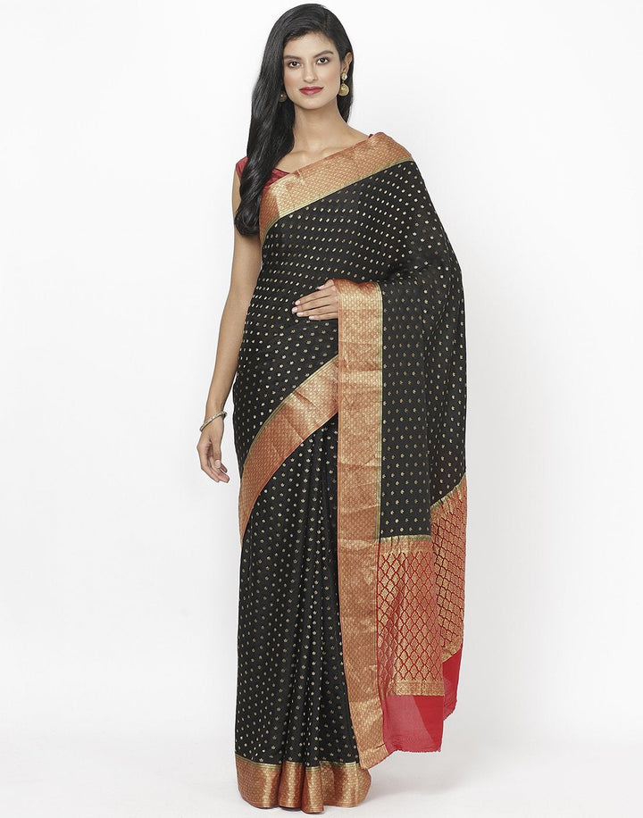 MBZ Meena Bazaar-Beige Crepe Jacquard Saree