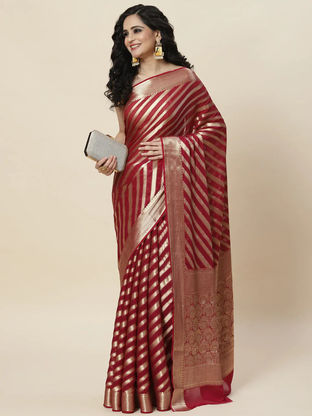 Zari Jaal Georgette Plain Saree