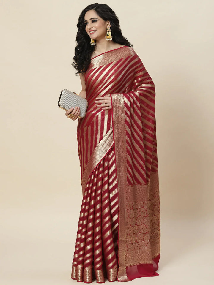 Zari Jaal Georgette Plain Saree