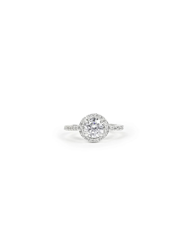 Silver &amp; White AD Stone Ring