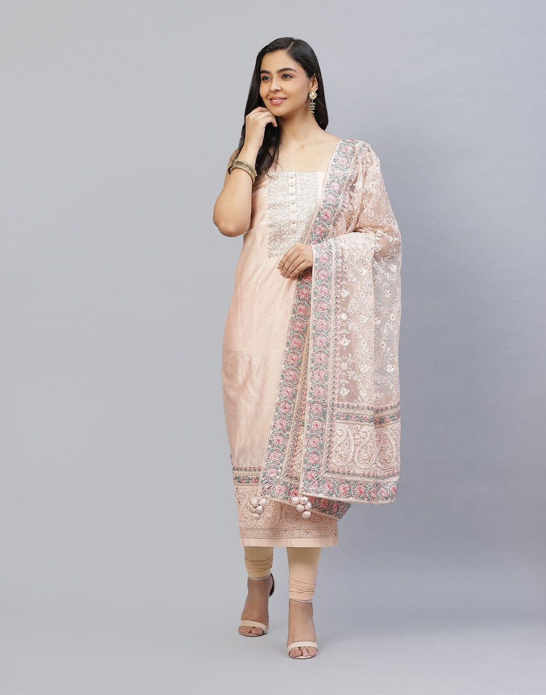Embroidered Organza Kora Suit Piece
