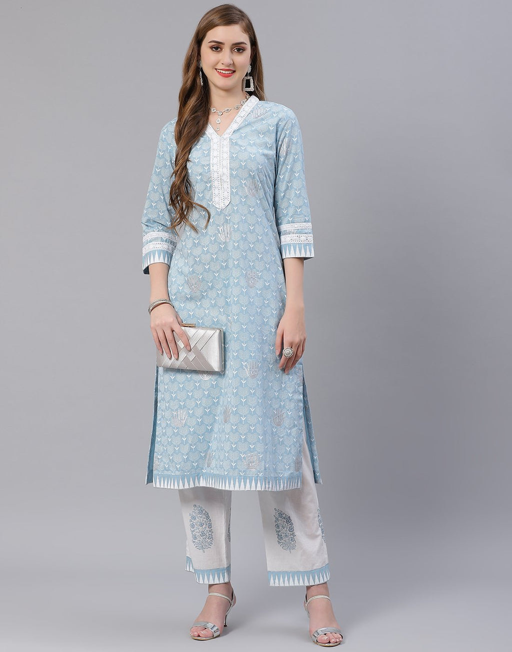 Printed Cotton Kurti Pant Set