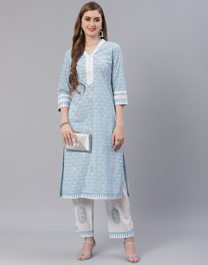 Printed Cotton Kurti Pant Set