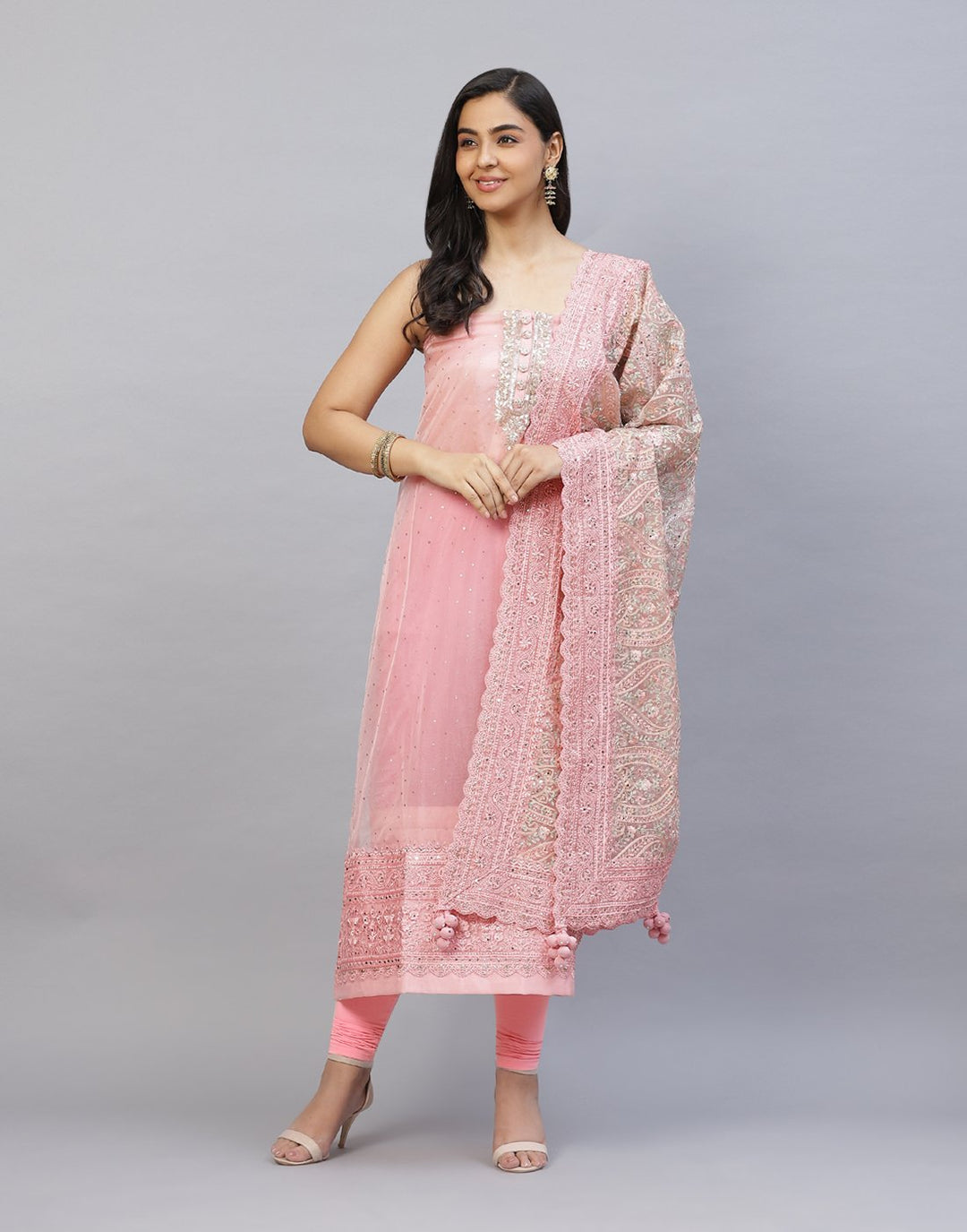 Embroidered Organza Kora Suit Piece