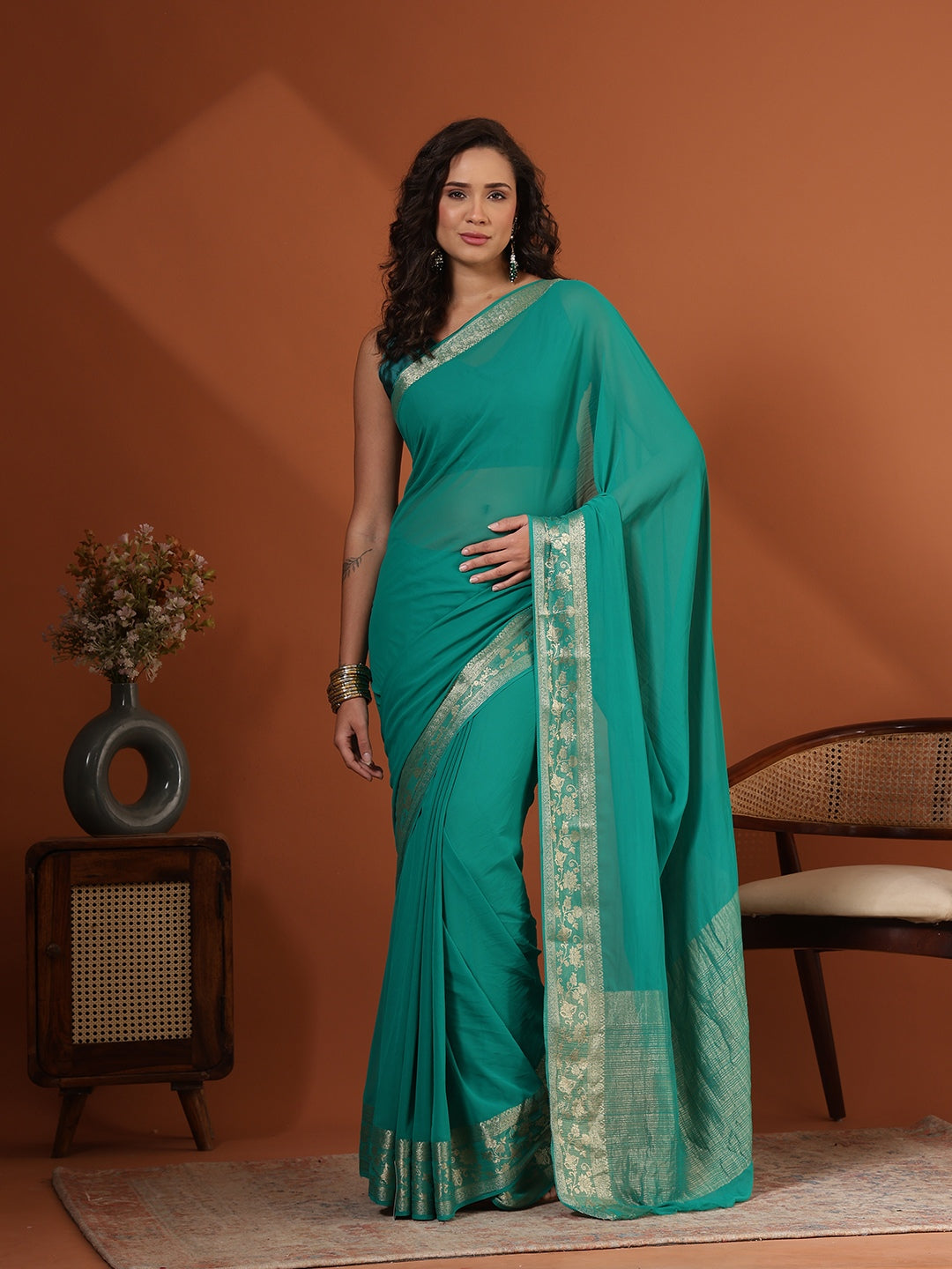 Plain Chiffon Saree