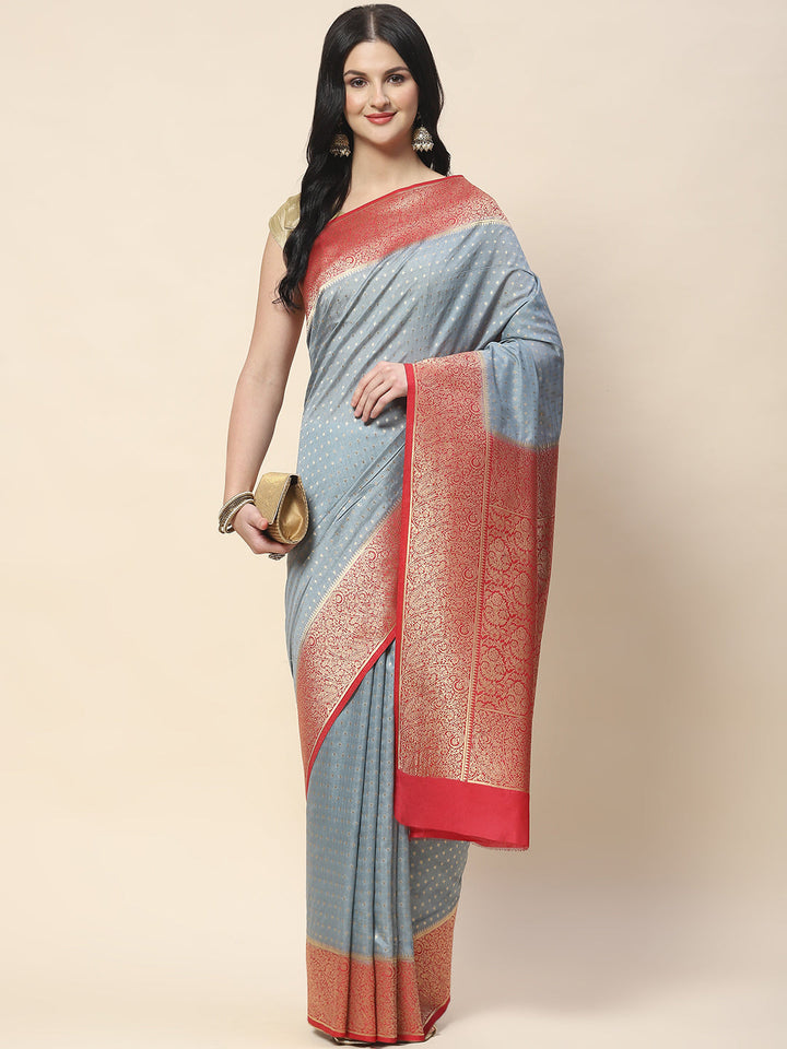 Zari Border Booti Woven Handloom Saree