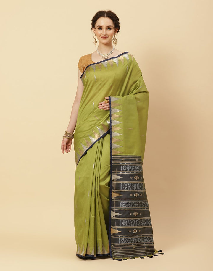 Woven Plain Zari Border Art Handloom Saree