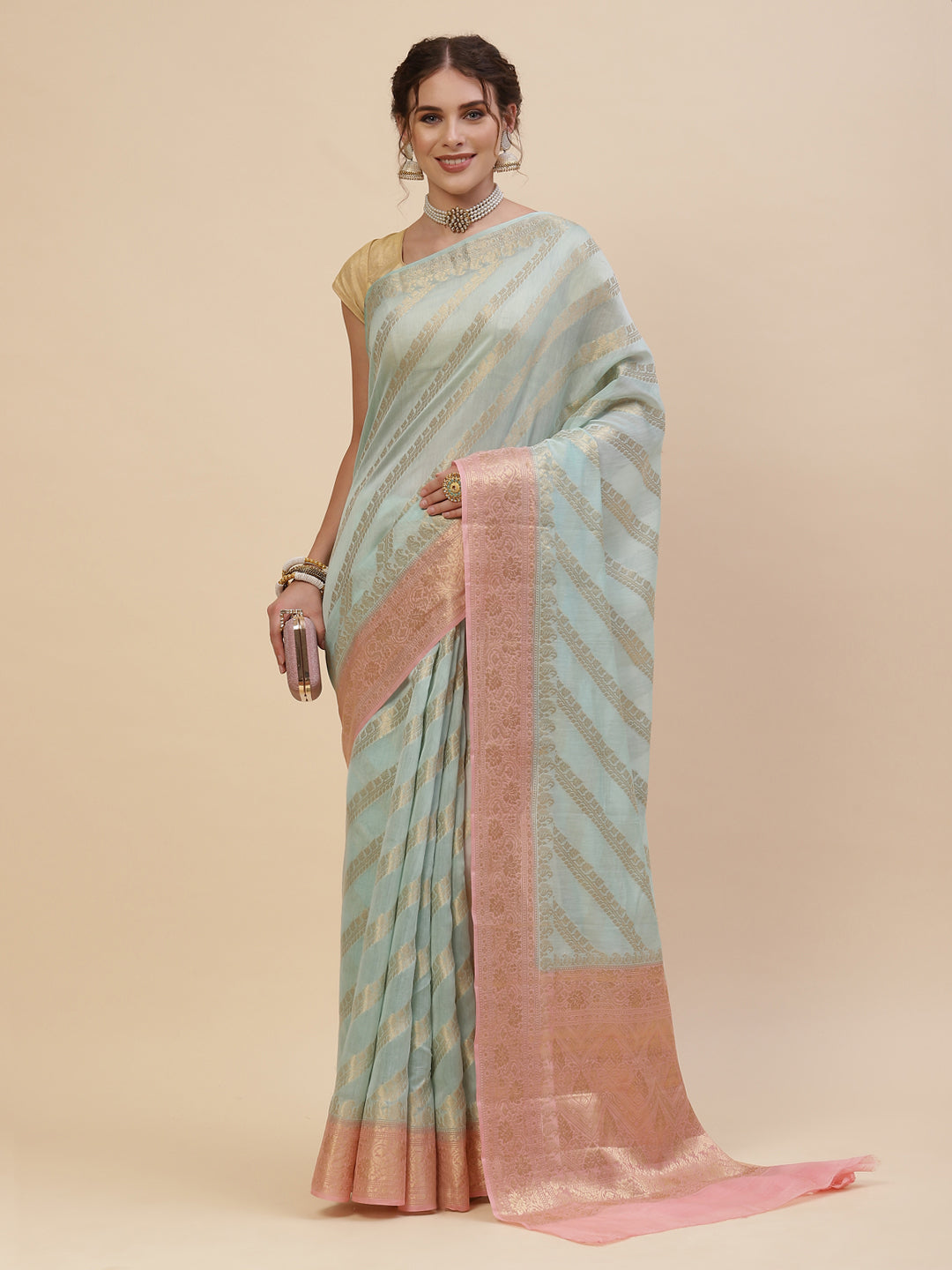 Zari Jaal Cotton Woven Saree