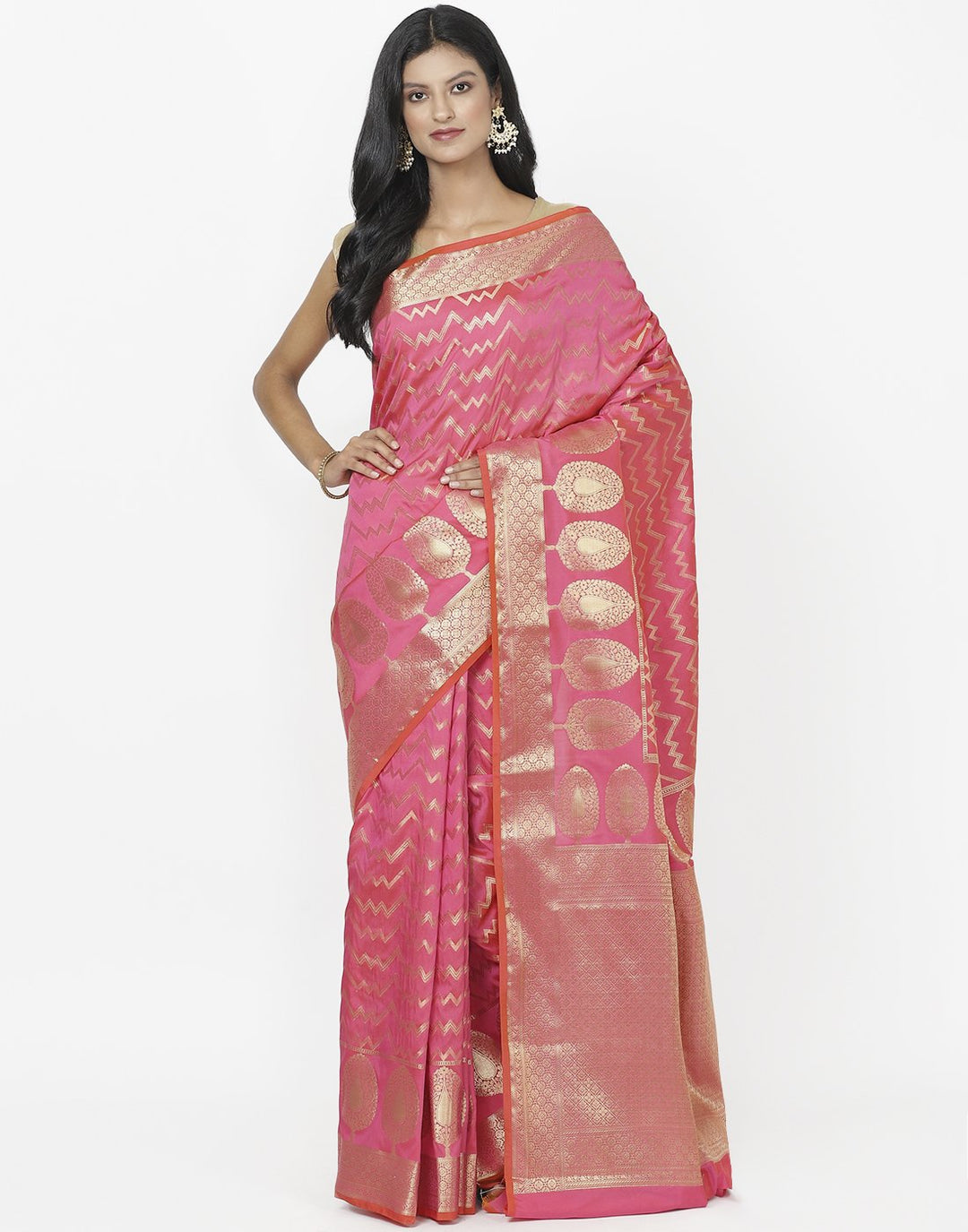MBZ Meena Bazaar-Rani Woven Banarasi Art Handloom Saree