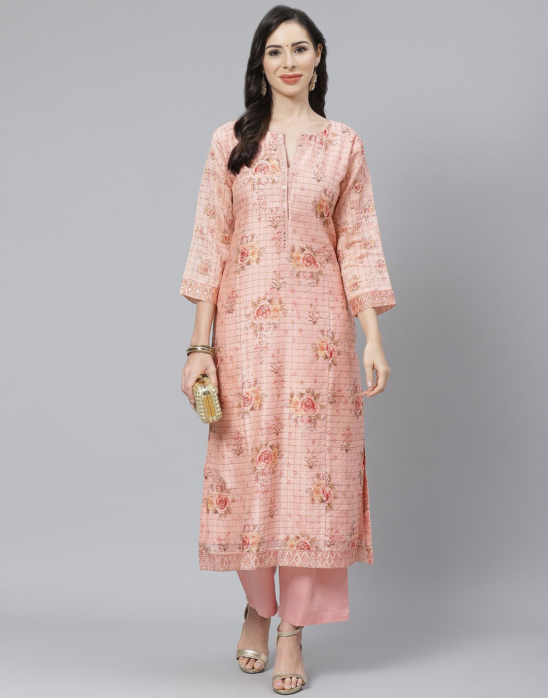 Chanderi Kurti with Straight Pant