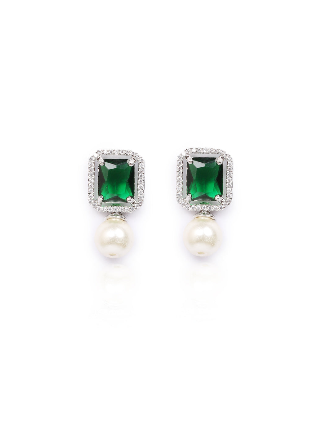 Silver AD &amp; Pearl Stud Earrings