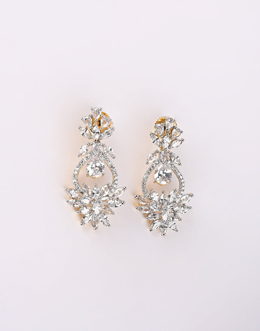 Gold Plated Earrings Embellished With Diamond Stone