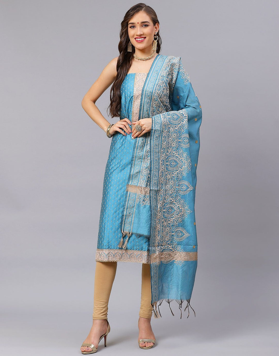 Chanderi Embroidered Suit Piece