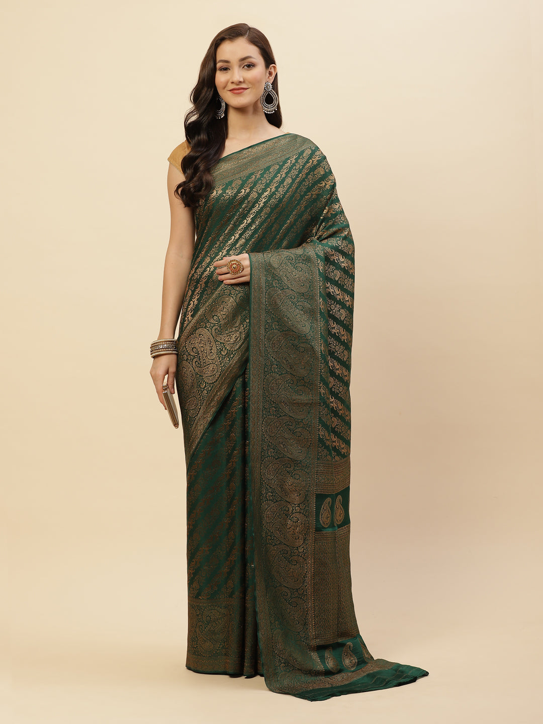 Antique Jaal Crepe Plain Saree