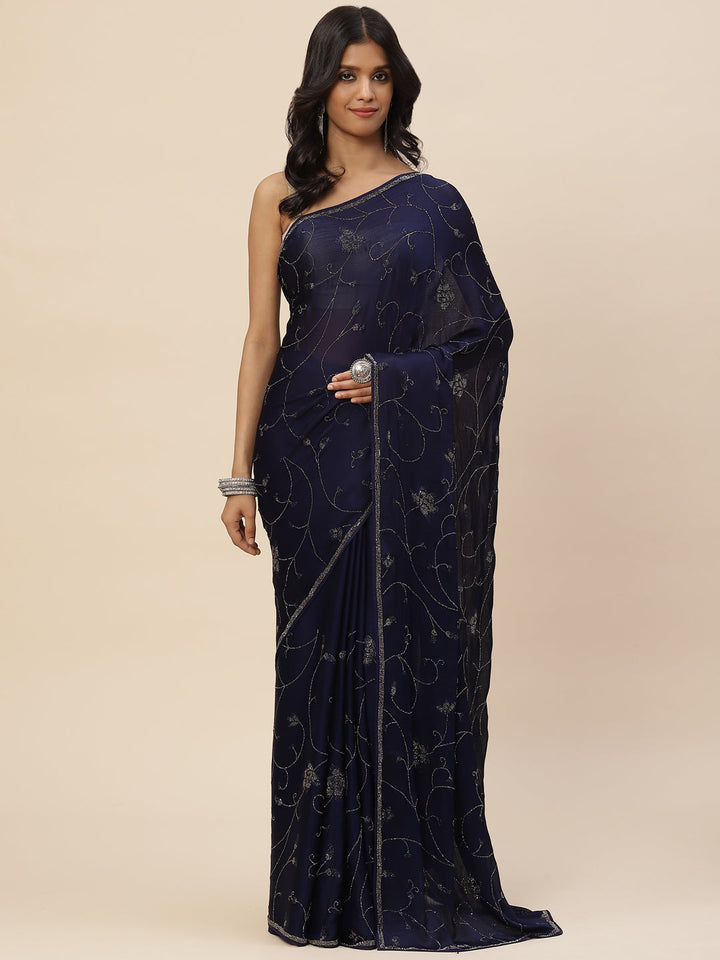 Stone Jaal Embroidered Georgette Saree