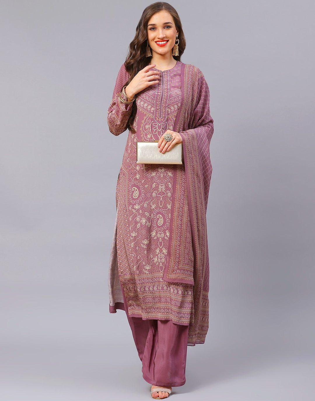 Straight Crepe Salwar Kameez Stitched Suit