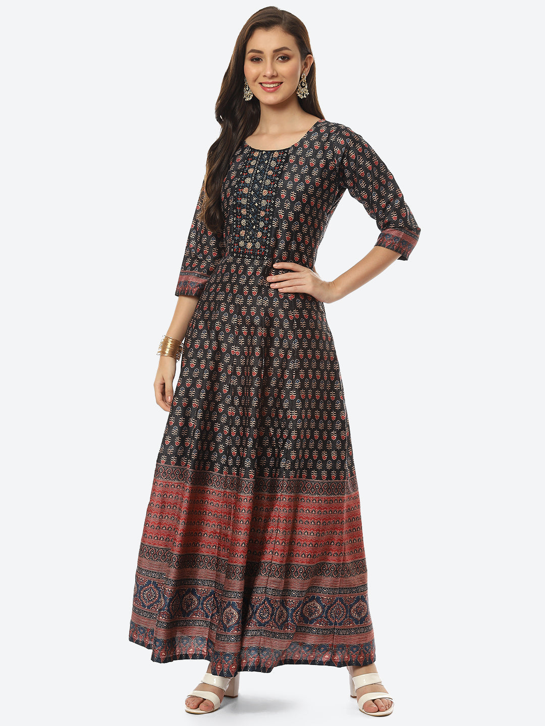 Mirror Work Printed Handloom Kurta