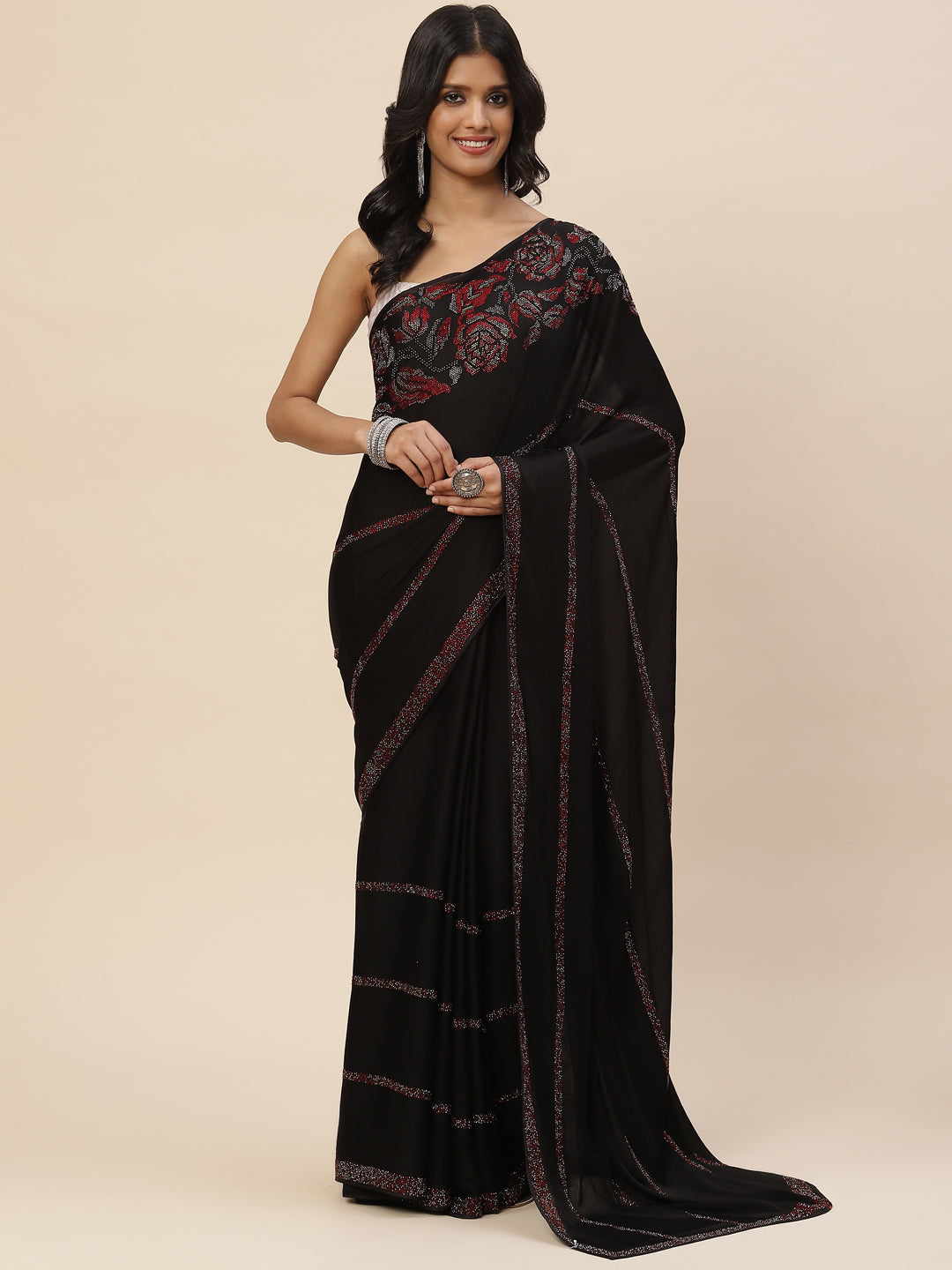 Stone Embroidered Chiffon Saree