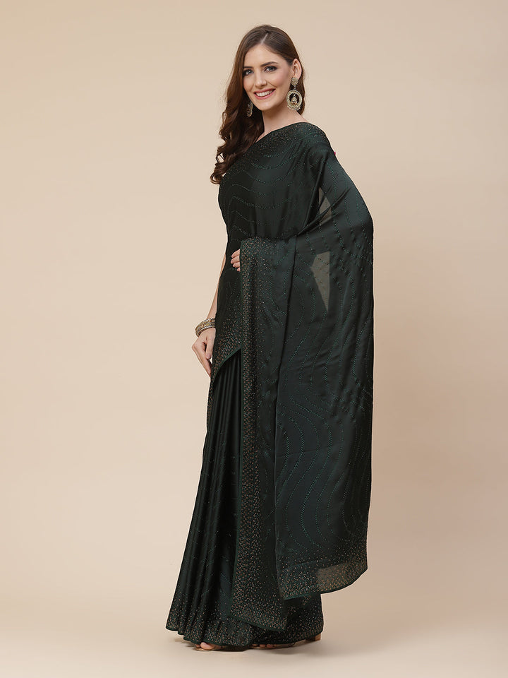 Stone Work Handloom Pure Satin Embroidered Saree