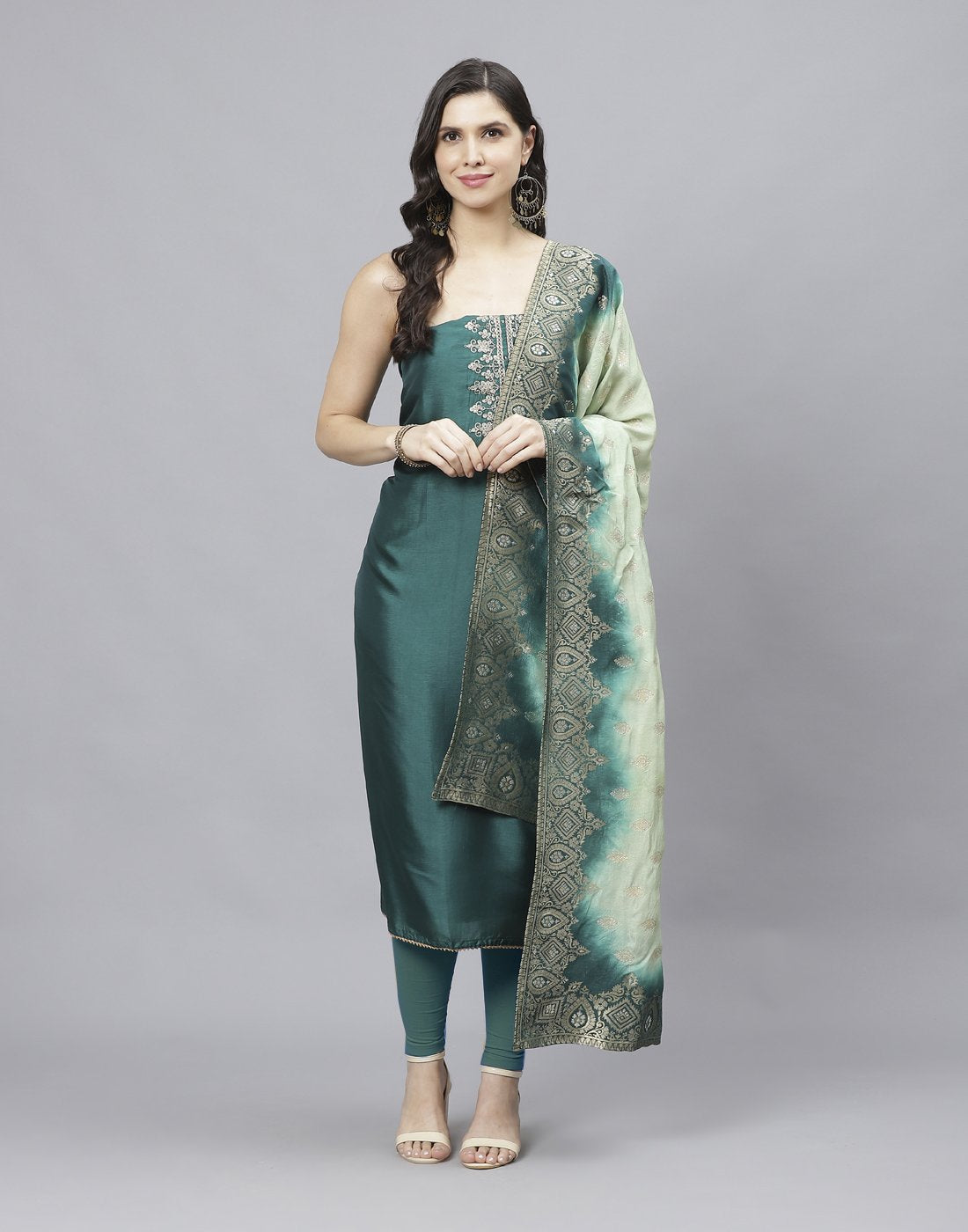 Chanderi Embroidered Suit piece