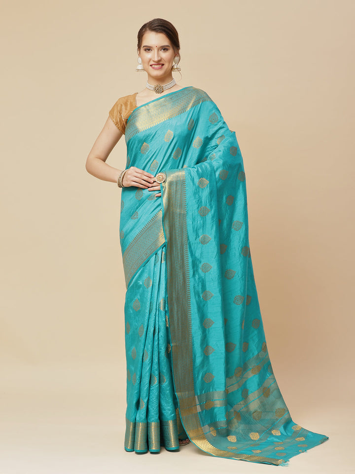 Zari Border Booti Art Handloom Woven Saree