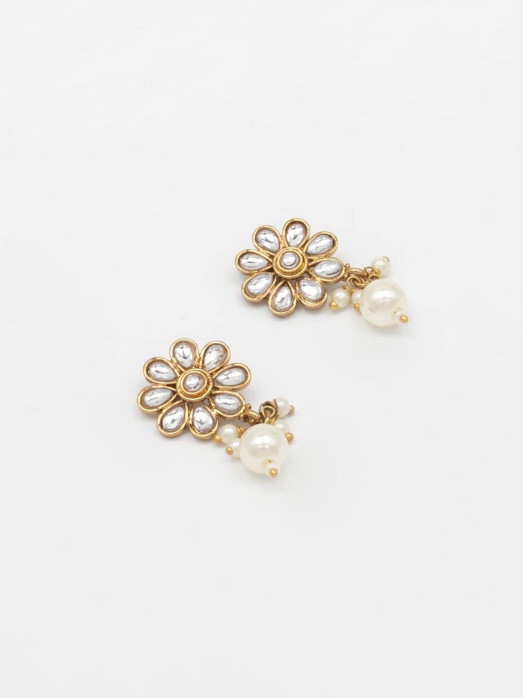Gold &amp; White Drop &amp; Dangler Earrings