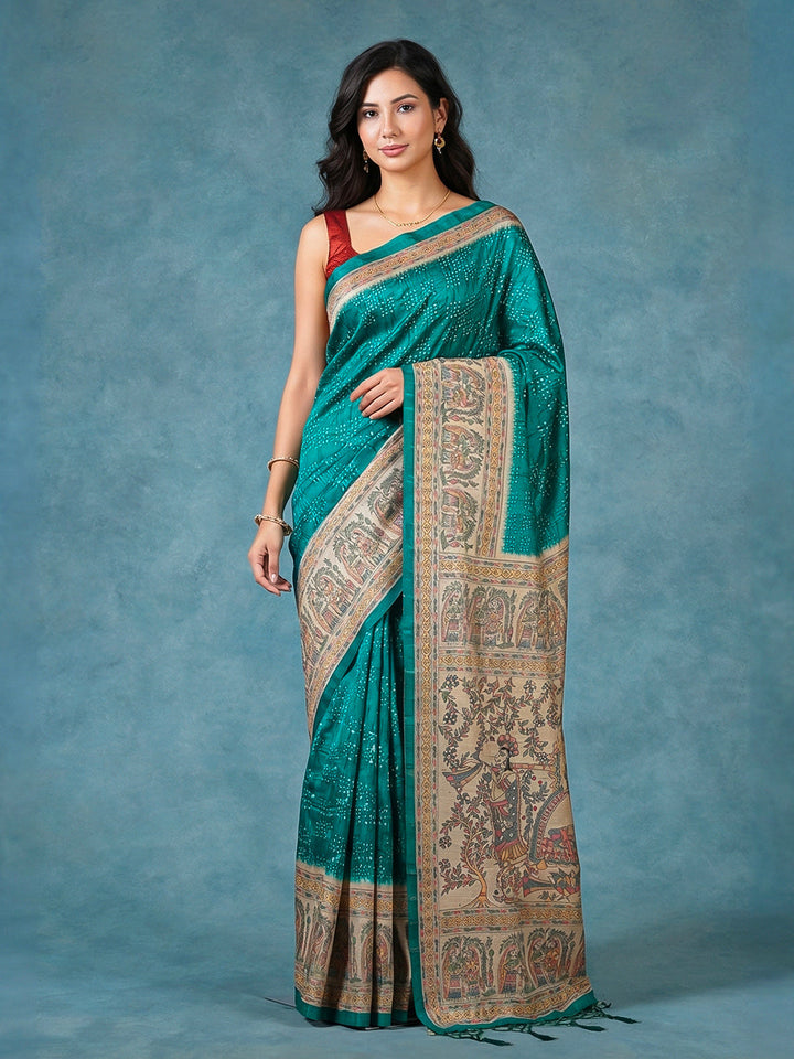 Printed Tussar Silk Saree