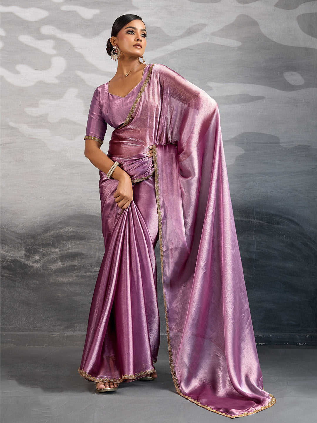 Plain Art slik Saree