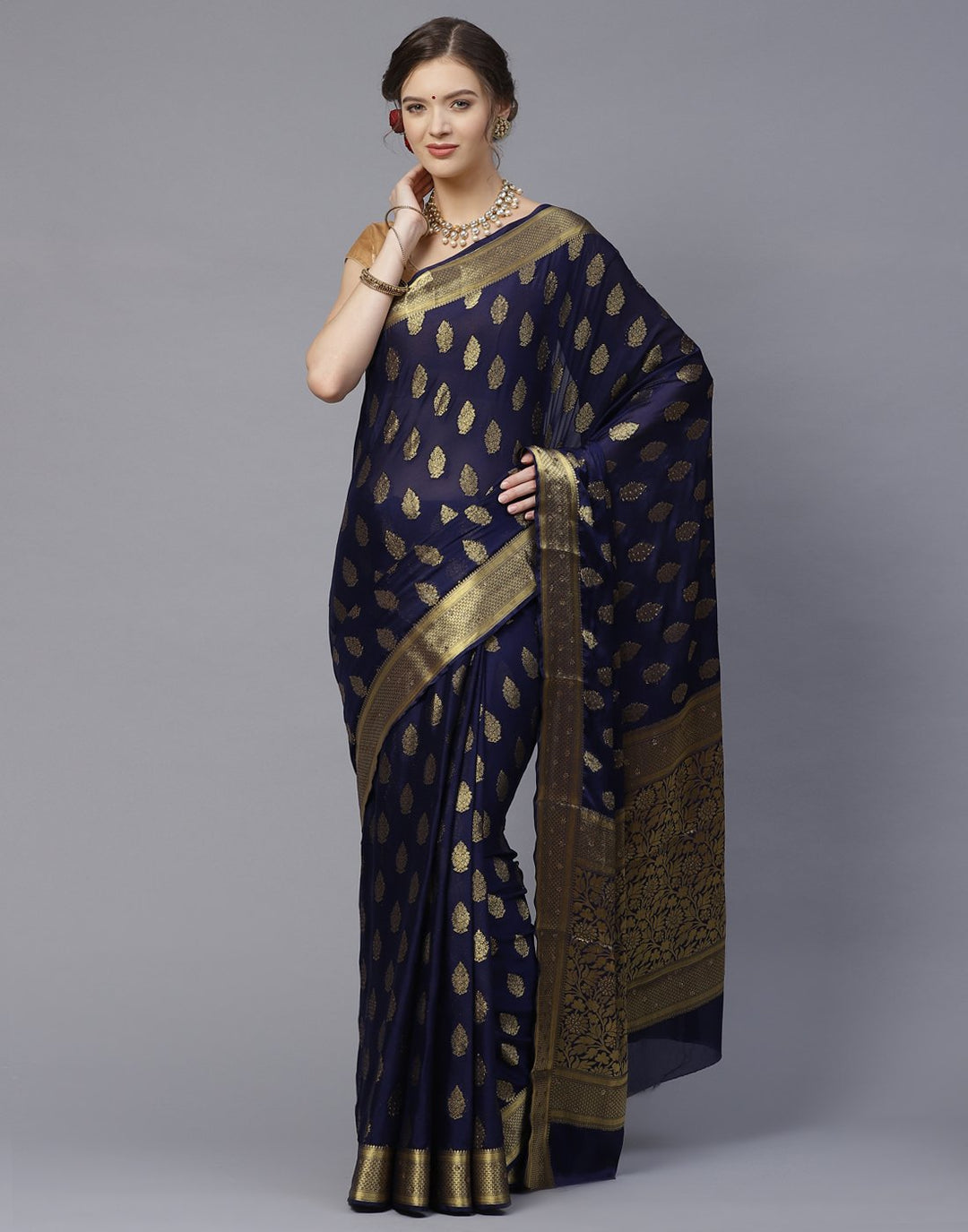 Art Crepe Saree with Stone Work