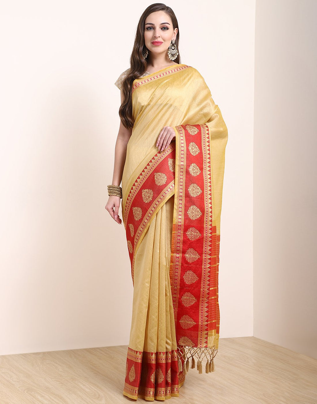 MBZ Meena Bazaar-Beige Art Handloom Saree