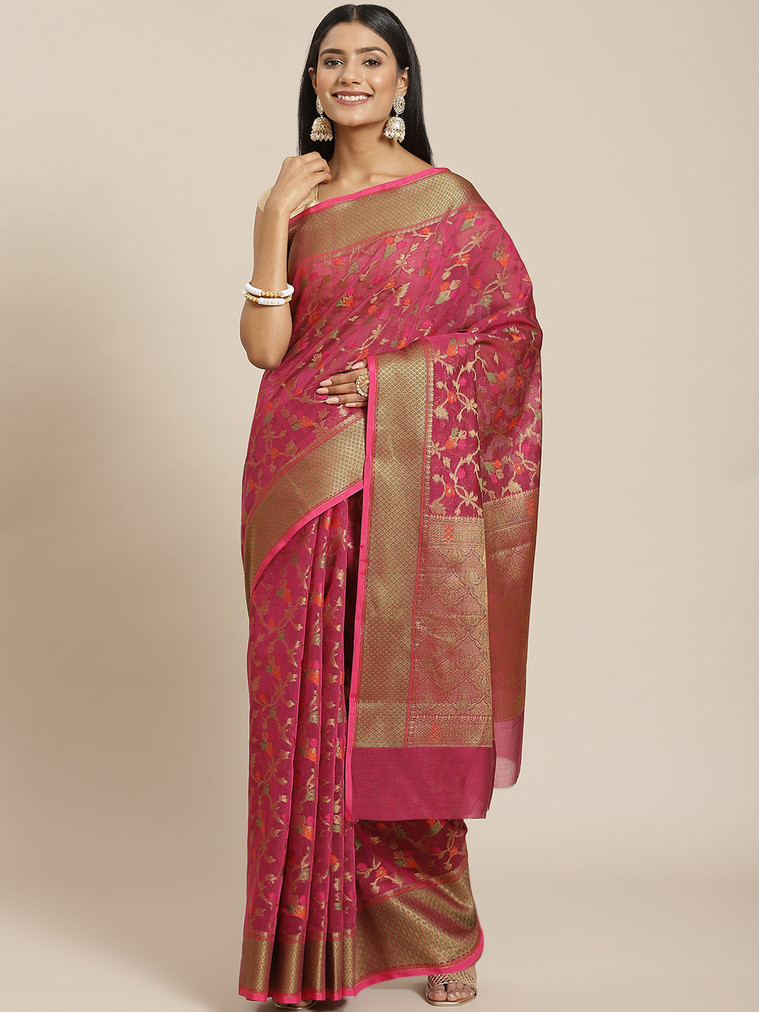 Zari Jaal Cotton Woven Saree