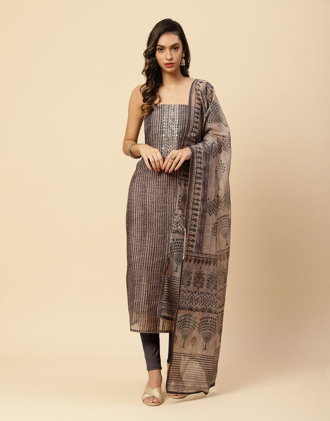 Printed Chanderi Suit Piece