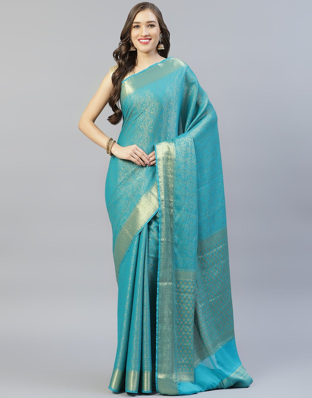 Semi Georgette with Beautiful Zari Jaal Weaves
