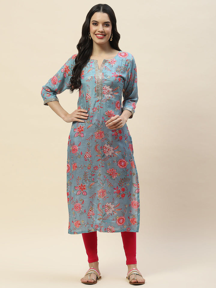 Gota Work Printed Muslin Kurta