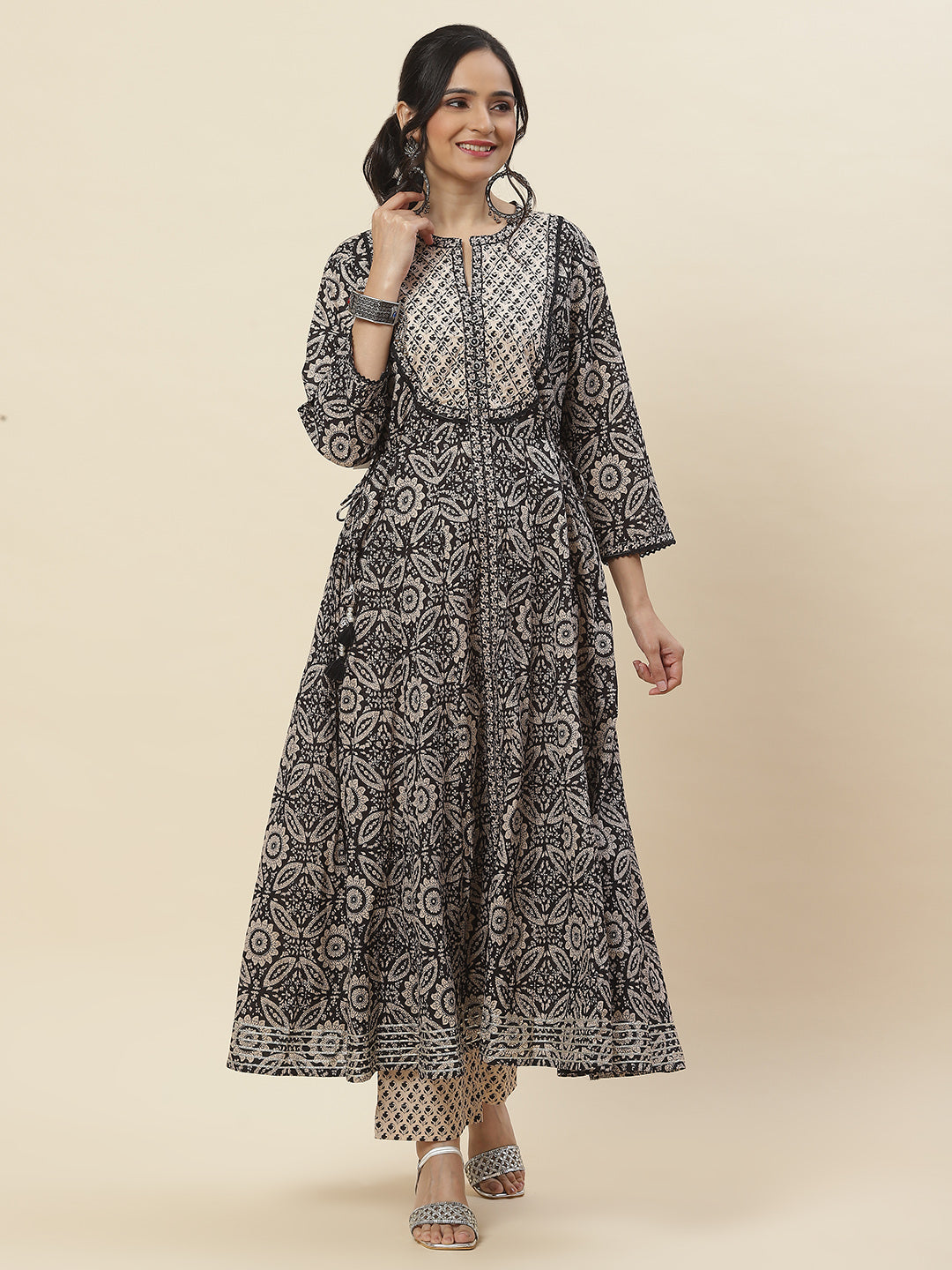 Printed Cotton Kurta With Pants