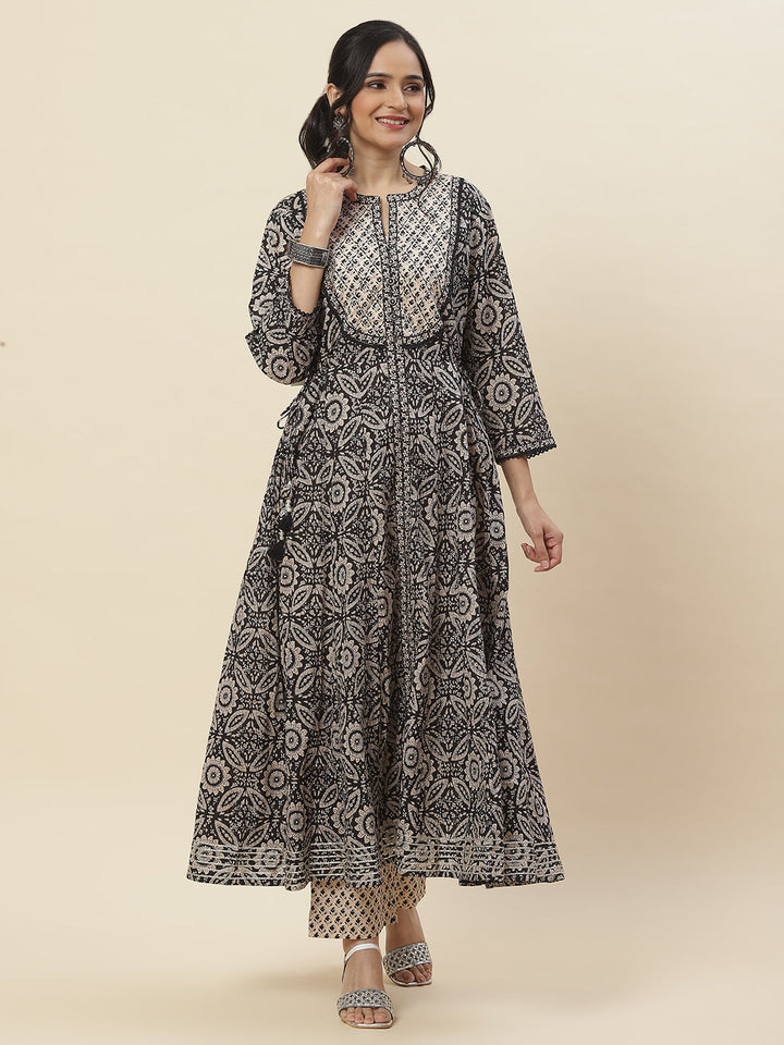 Printed Cotton Kurta With Pants