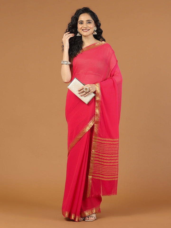 Zari Border Chiffon Woven Saree