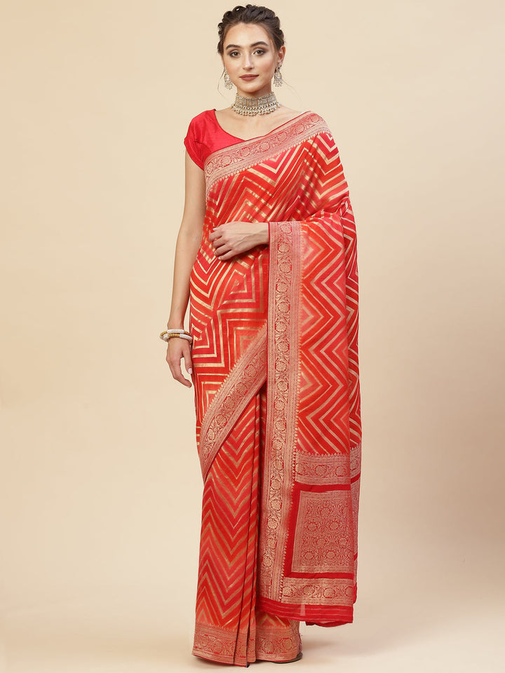 Zari Border Georgette Plain Saree